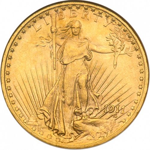 20 dollar Obverse Image minted in UNITED STATES in 1911S (Saint-Gaudens - With motto)  - The Coin Database