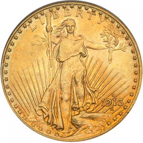 20 dollar Obverse Image minted in UNITED STATES in 1913S (Saint-Gaudens - With motto)  - The Coin Database