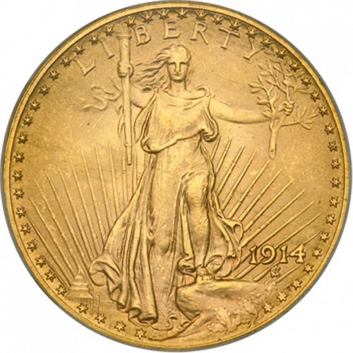 20 dollar Obverse Image minted in UNITED STATES in 1914 (Saint-Gaudens - With motto)  - The Coin Database