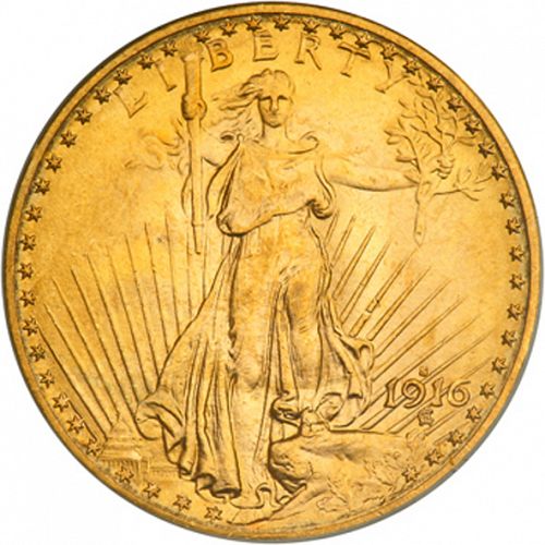 20 dollar Obverse Image minted in UNITED STATES in 1916S (Saint-Gaudens - With motto)  - The Coin Database