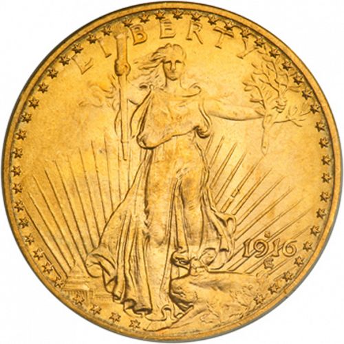 20 dollar Obverse Image minted in UNITED STATES in 1916S (Saint-Gaudens - With motto)  - The Coin Database