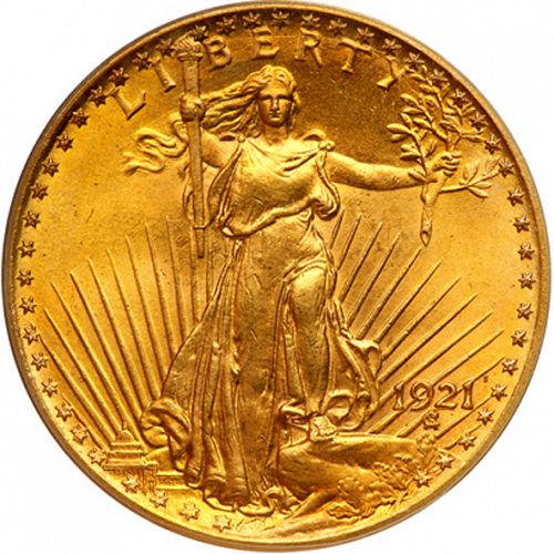 20 dollar Obverse Image minted in UNITED STATES in 1921 (Saint-Gaudens - With motto)  - The Coin Database