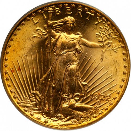 20 dollar Obverse Image minted in UNITED STATES in 1922S (Saint-Gaudens - With motto)  - The Coin Database