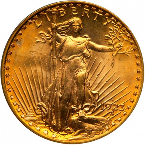 20 dollar Obverse Image minted in UNITED STATES in 1923D (Saint-Gaudens - With motto)  - The Coin Database