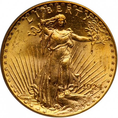 20 dollar Obverse Image minted in UNITED STATES in 1924D (Saint-Gaudens - With motto)  - The Coin Database