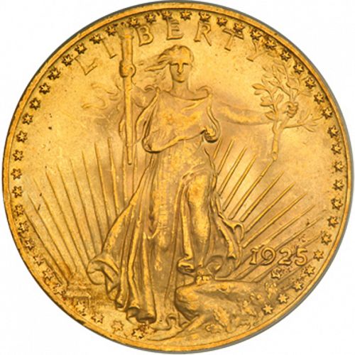 20 dollar Obverse Image minted in UNITED STATES in 1925 (Saint-Gaudens - With motto)  - The Coin Database