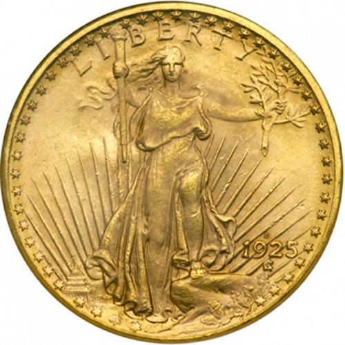 20 dollar Obverse Image minted in UNITED STATES in 1925D (Saint-Gaudens - With motto)  - The Coin Database