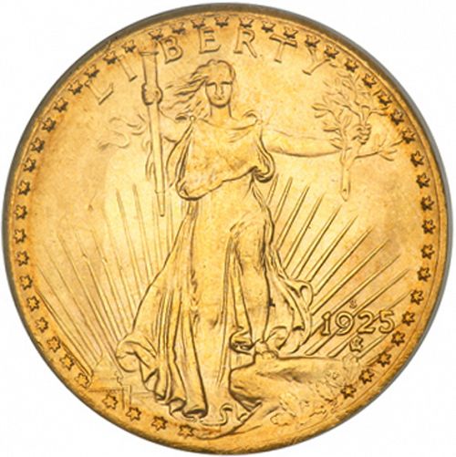 20 dollar Obverse Image minted in UNITED STATES in 1925S (Saint-Gaudens - With motto)  - The Coin Database