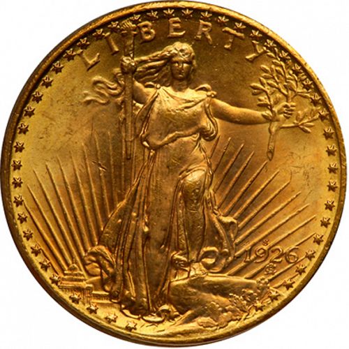 20 dollar Obverse Image minted in UNITED STATES in 1926S (Saint-Gaudens - With motto)  - The Coin Database