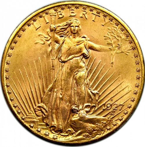 20 dollar Obverse Image minted in UNITED STATES in 1927D (Saint-Gaudens - With motto)  - The Coin Database