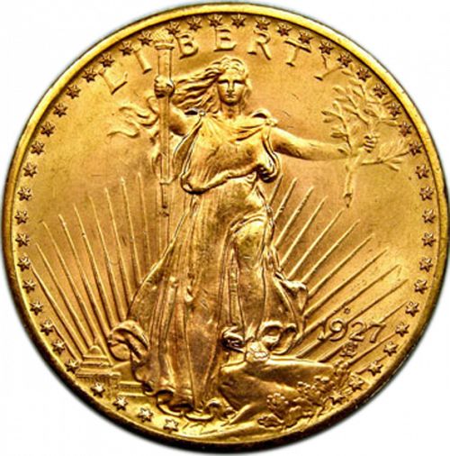 20 dollar Obverse Image minted in UNITED STATES in 1927D (Saint-Gaudens - With motto)  - The Coin Database