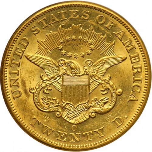 20 dollar Reverse Image minted in UNITED STATES in 1852O (Coronet Head - Twenty D., no motto)  - The Coin Database