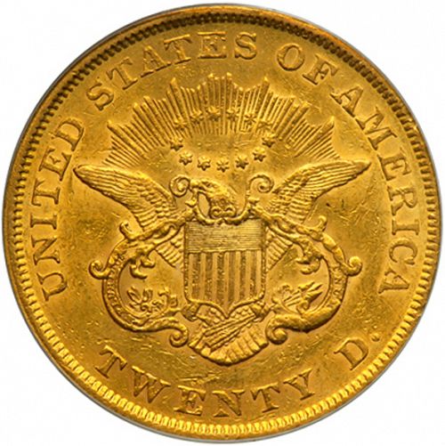 20 dollar Reverse Image minted in UNITED STATES in 1853 (Coronet Head - Twenty D., no motto)  - The Coin Database