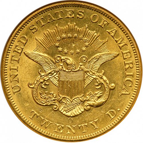 20 dollar Reverse Image minted in UNITED STATES in 1858O (Coronet Head - Twenty D., no motto)  - The Coin Database