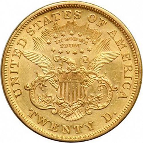 20 dollar Reverse Image minted in UNITED STATES in 1866 (Coronet Head - Twenty D., with motto)  - The Coin Database