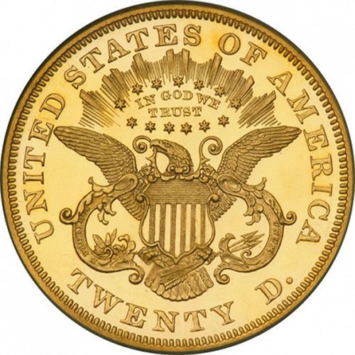 20 dollar Reverse Image minted in UNITED STATES in 1868 (Coronet Head - Twenty D., with motto)  - The Coin Database
