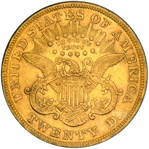 20 dollar Reverse Image minted in UNITED STATES in 1873 (Coronet Head - Twenty D., with motto)  - The Coin Database
