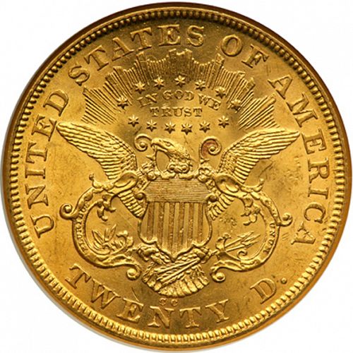 20 dollar Reverse Image minted in UNITED STATES in 1873CC (Coronet Head - Twenty D., with motto)  - The Coin Database
