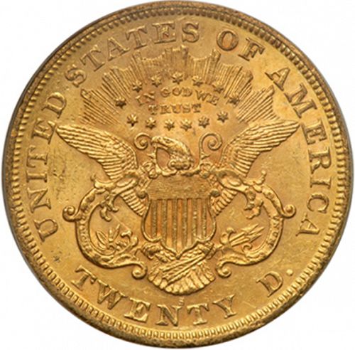 20 dollar Reverse Image minted in UNITED STATES in 1873S (Coronet Head - Twenty D., with motto)  - The Coin Database