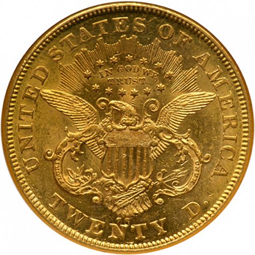 20 dollar Reverse Image minted in UNITED STATES in 1874CC (Coronet Head - Twenty D., with motto)  - The Coin Database