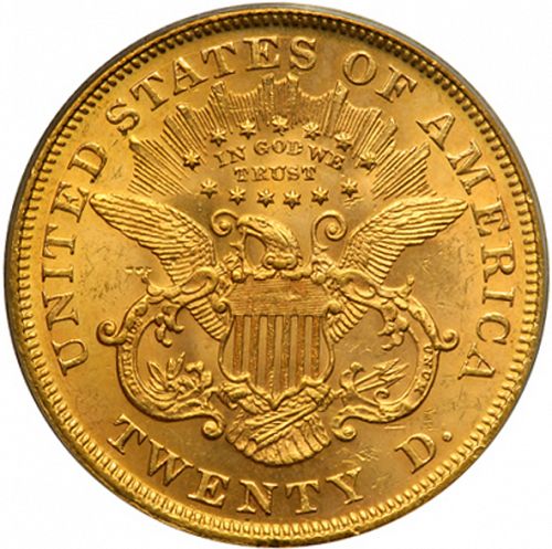 20 dollar Reverse Image minted in UNITED STATES in 1875 (Coronet Head - Twenty D., with motto)  - The Coin Database