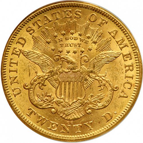 20 dollar Reverse Image minted in UNITED STATES in 1875CC (Coronet Head - Twenty D., with motto)  - The Coin Database