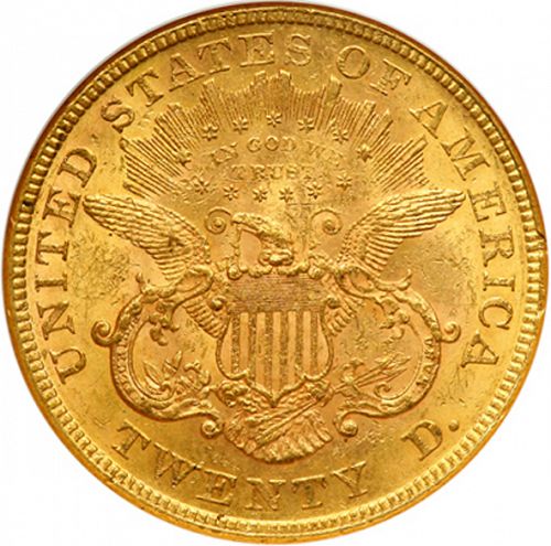 20 dollar Reverse Image minted in UNITED STATES in 1876 (Coronet Head - Twenty D., with motto)  - The Coin Database
