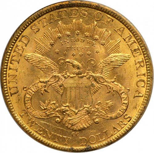 20 dollar Reverse Image minted in UNITED STATES in 1877CC (Coronet Head - Twenty Dollars)  - The Coin Database