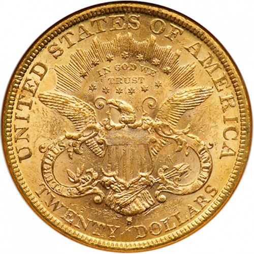 20 dollar Reverse Image minted in UNITED STATES in 1877S (Coronet Head - Twenty Dollars)  - The Coin Database