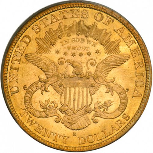 20 dollar Reverse Image minted in UNITED STATES in 1878S (Coronet Head - Twenty Dollars)  - The Coin Database