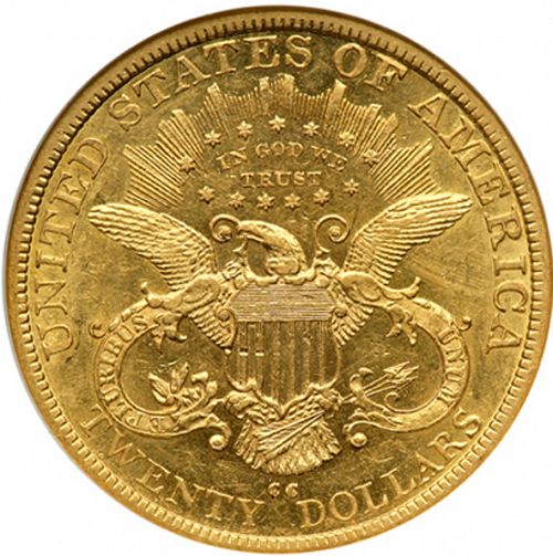 20 dollar Reverse Image minted in UNITED STATES in 1879CC (Coronet Head - Twenty Dollars)  - The Coin Database
