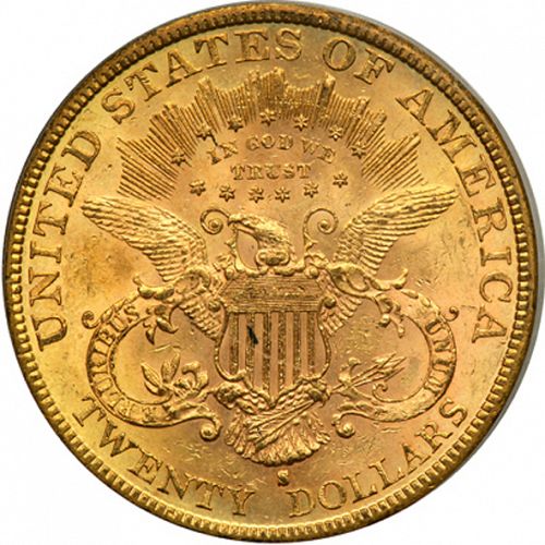 20 dollar Reverse Image minted in UNITED STATES in 1880S (Coronet Head - Twenty Dollars)  - The Coin Database