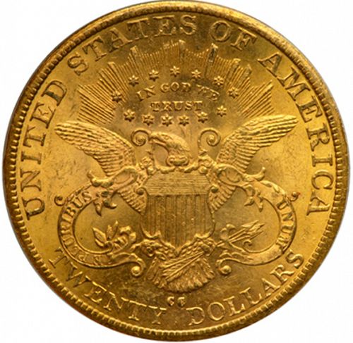 20 dollar Reverse Image minted in UNITED STATES in 1883CC (Coronet Head - Twenty Dollars)  - The Coin Database