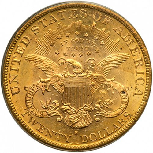 20 dollar Reverse Image minted in UNITED STATES in 1883S (Coronet Head - Twenty Dollars)  - The Coin Database
