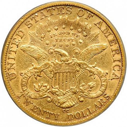 20 dollar Reverse Image minted in UNITED STATES in 1884CC (Coronet Head - Twenty Dollars)  - The Coin Database