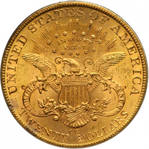20 dollar Reverse Image minted in UNITED STATES in 1885CC (Coronet Head - Twenty Dollars)  - The Coin Database