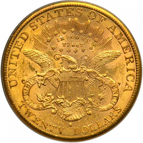 20 dollar Reverse Image minted in UNITED STATES in 1887S (Coronet Head - Twenty Dollars)  - The Coin Database