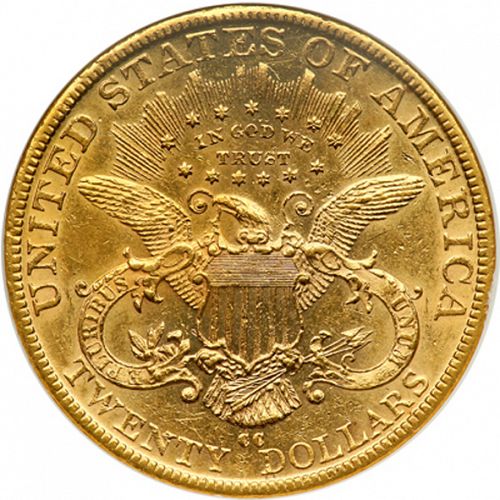 20 dollar Reverse Image minted in UNITED STATES in 1889CC (Coronet Head - Twenty Dollars)  - The Coin Database