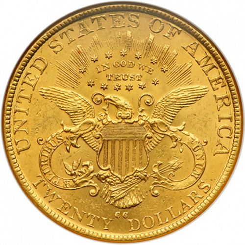 20 dollar Reverse Image minted in UNITED STATES in 1890CC (Coronet Head - Twenty Dollars)  - The Coin Database