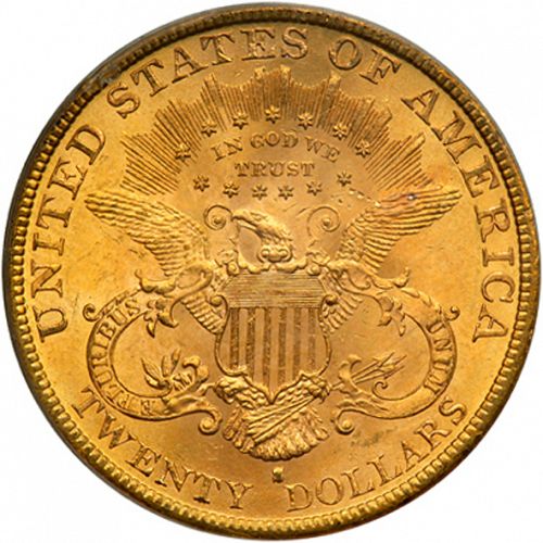 20 dollar Reverse Image minted in UNITED STATES in 1892S (Coronet Head - Twenty Dollars)  - The Coin Database