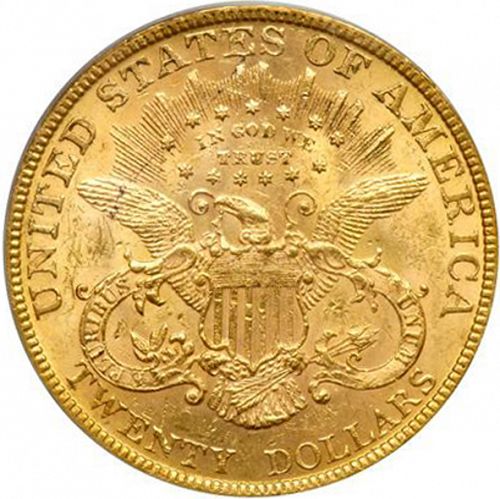 20 dollar Reverse Image minted in UNITED STATES in 1893 (Coronet Head - Twenty Dollars)  - The Coin Database