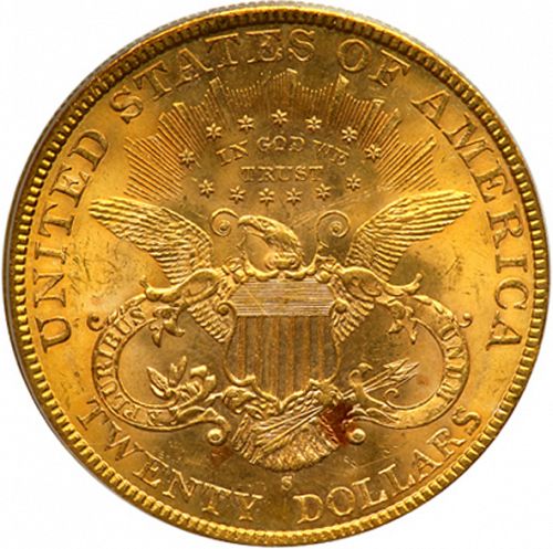 20 dollar Reverse Image minted in UNITED STATES in 1894S (Coronet Head - Twenty Dollars)  - The Coin Database