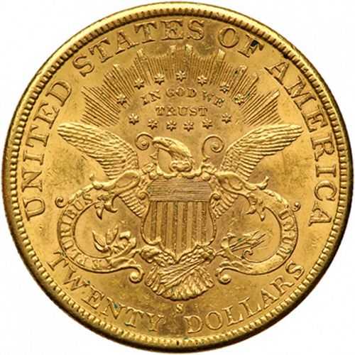 20 dollar Reverse Image minted in UNITED STATES in 1895S (Coronet Head - Twenty Dollars)  - The Coin Database