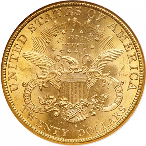 20 dollar Reverse Image minted in UNITED STATES in 1897S (Coronet Head - Twenty Dollars)  - The Coin Database