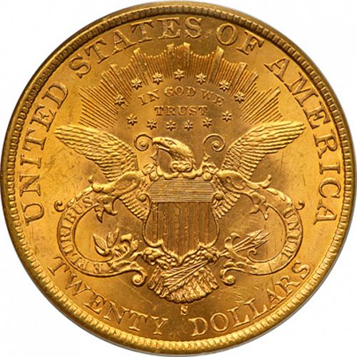 20 dollar Reverse Image minted in UNITED STATES in 1898S (Coronet Head - Twenty Dollars)  - The Coin Database