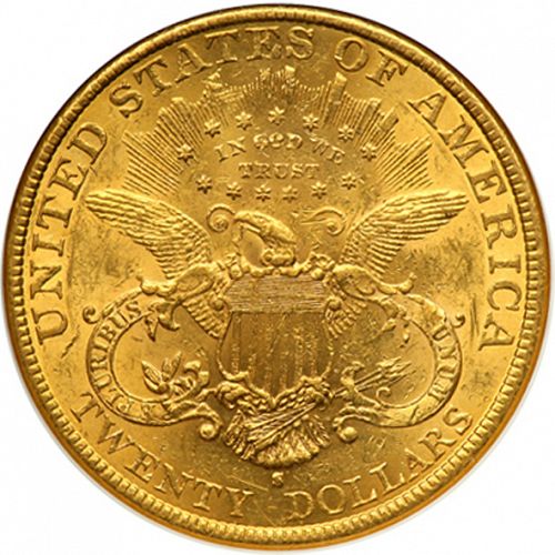 20 dollar Reverse Image minted in UNITED STATES in 1899S (Coronet Head - Twenty Dollars)  - The Coin Database