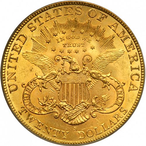 20 dollar Reverse Image minted in UNITED STATES in 1902S (Coronet Head - Twenty Dollars)  - The Coin Database