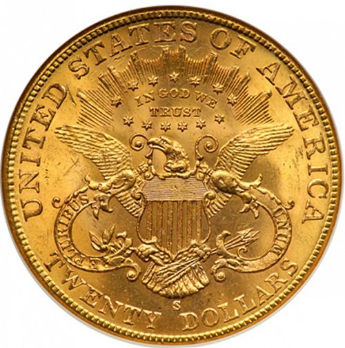 20 dollar Reverse Image minted in UNITED STATES in 1904S (Coronet Head - Twenty Dollars)  - The Coin Database