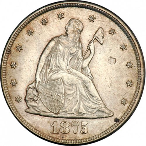 20 cent Obverse Image minted in UNITED STATES in 1875 (20-cent)  - The Coin Database