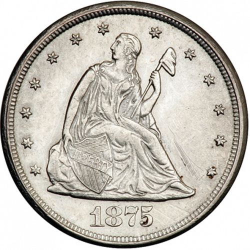 20 cent Obverse Image minted in UNITED STATES in 1875CC (20-cent)  - The Coin Database